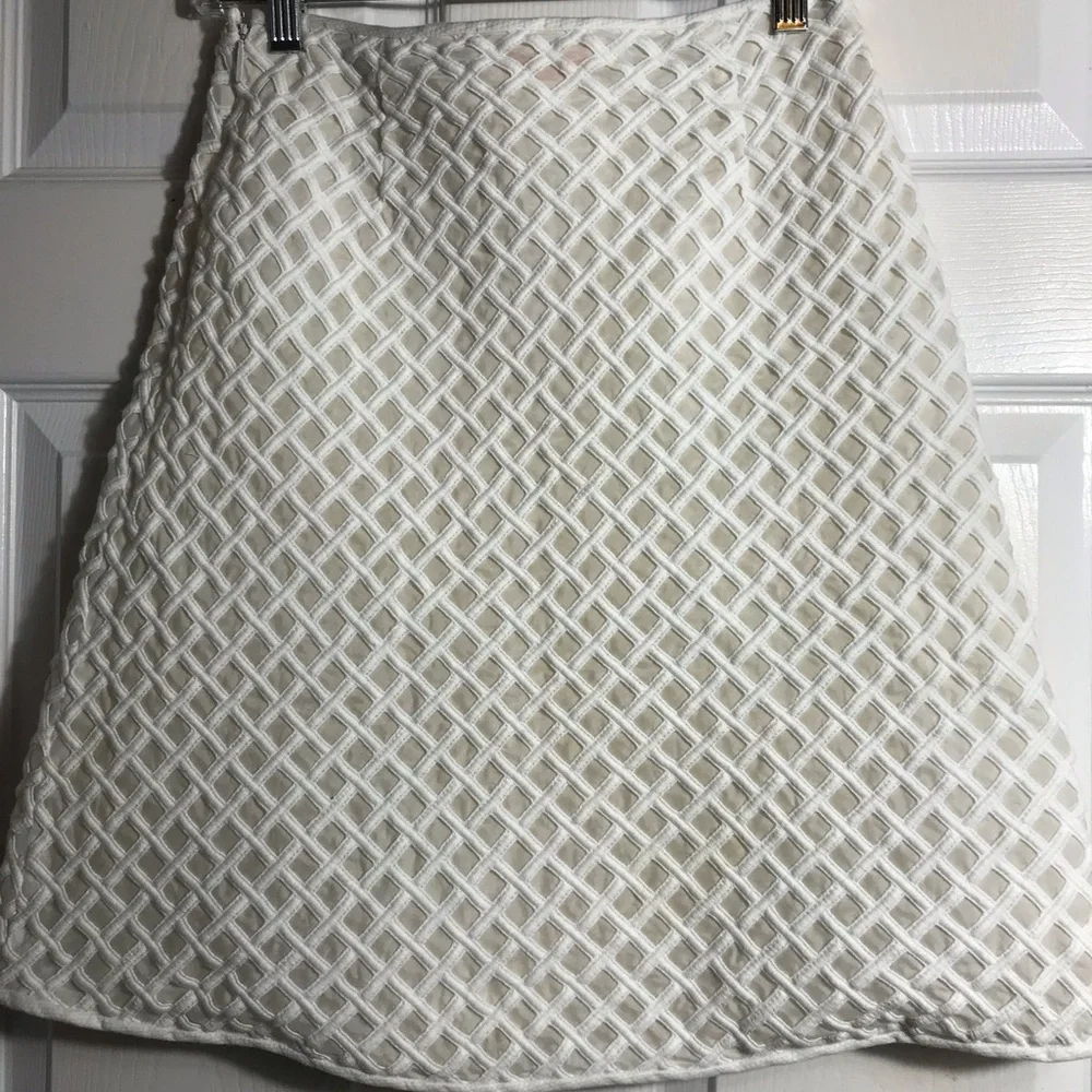 Tory Burch Textured A-Line Skirt - White / Cream S